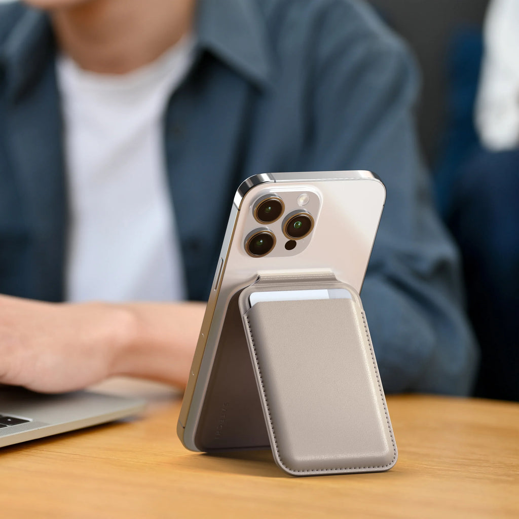 Vegan-Leather Magnetic Wallet Stand