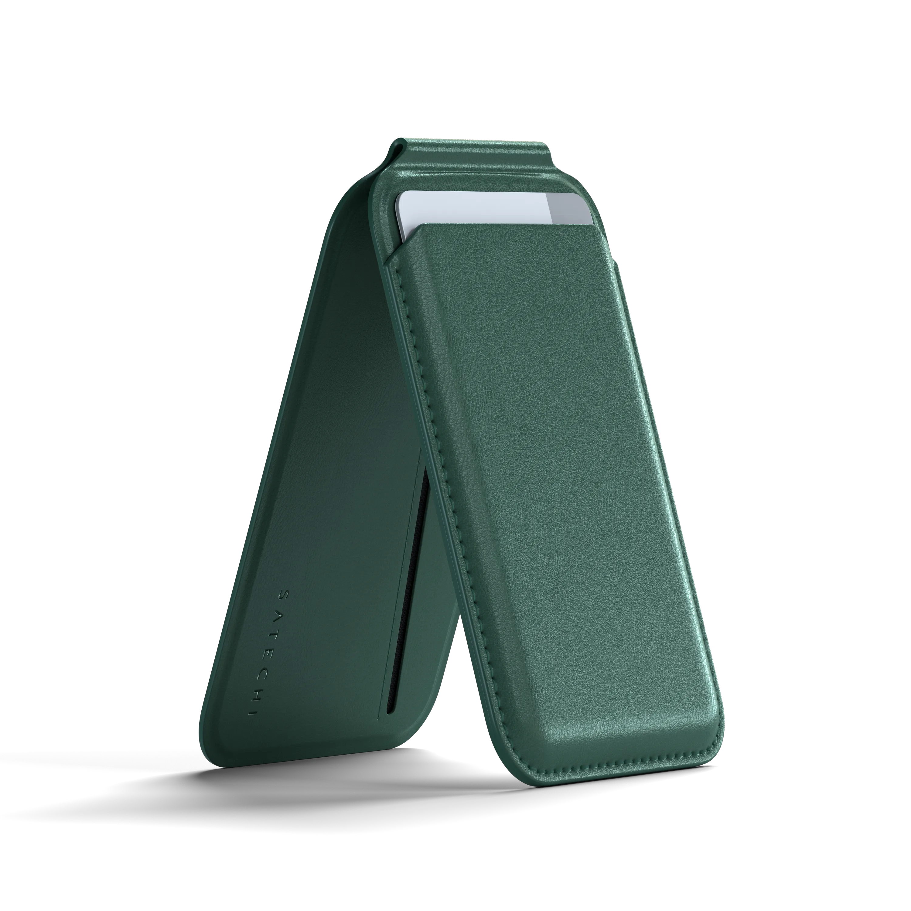 Vegan-Leather Magnetic Wallet Stand