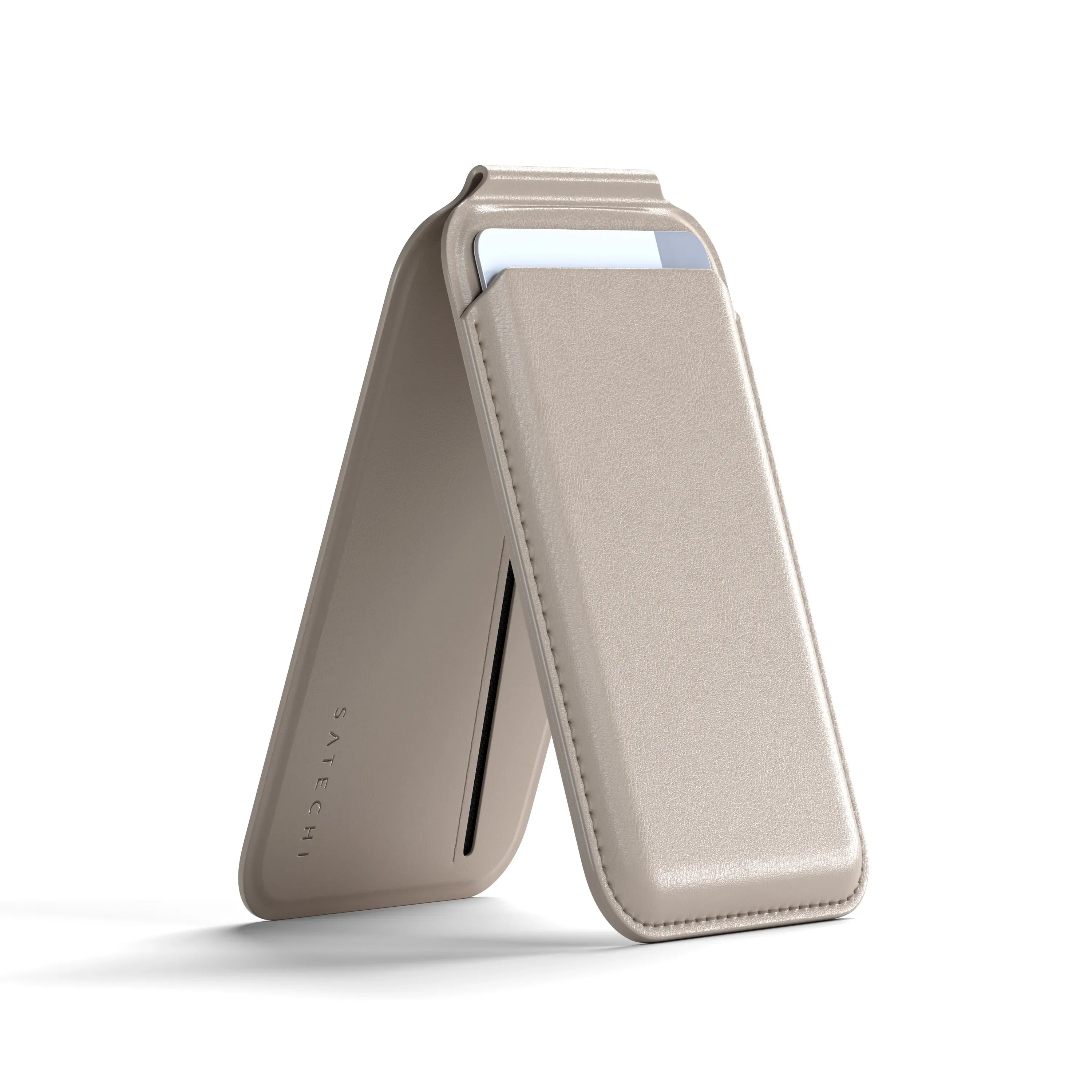 Vegan-Leather Magnetic Wallet Stand