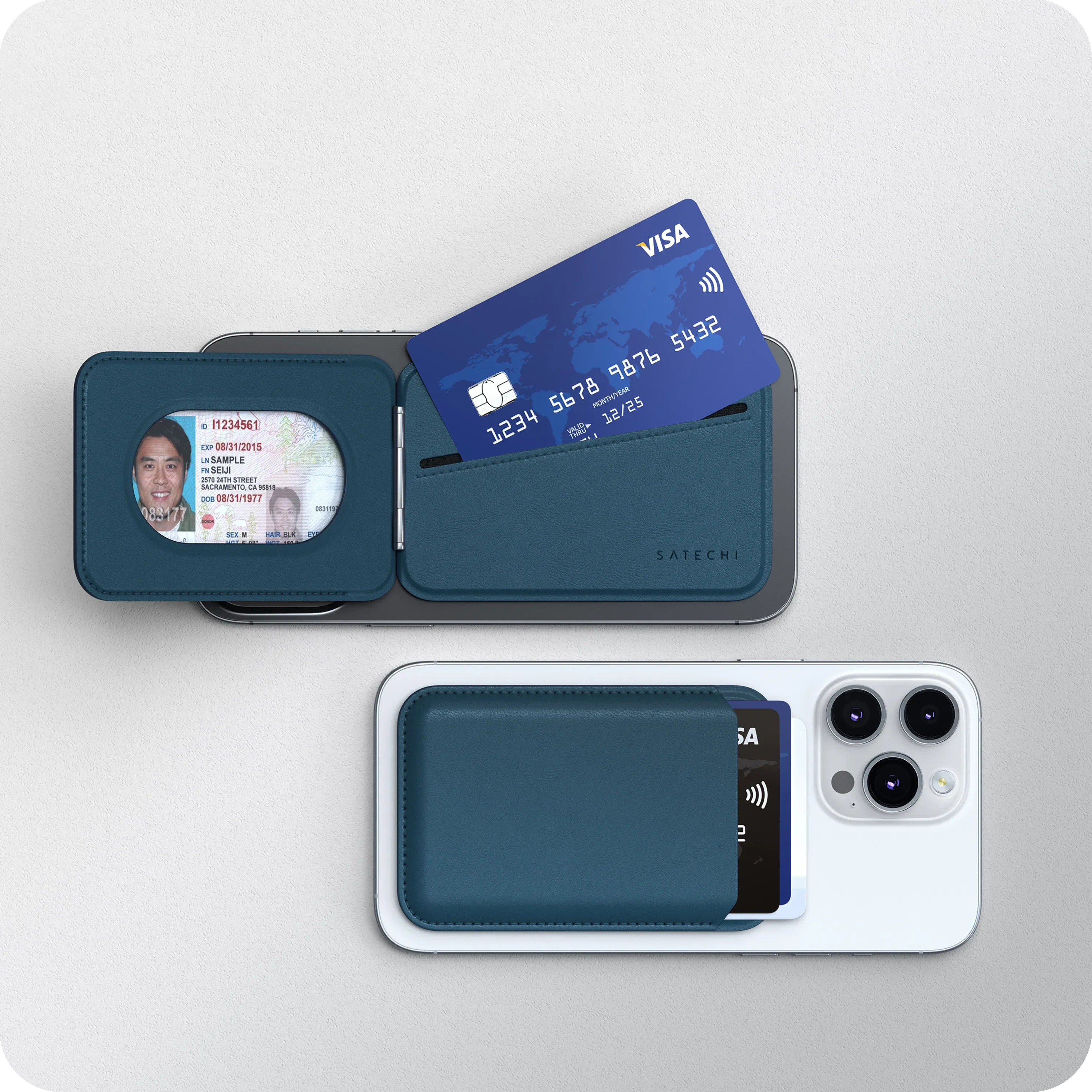 Vegan-Leather Magnetic Wallet Stand