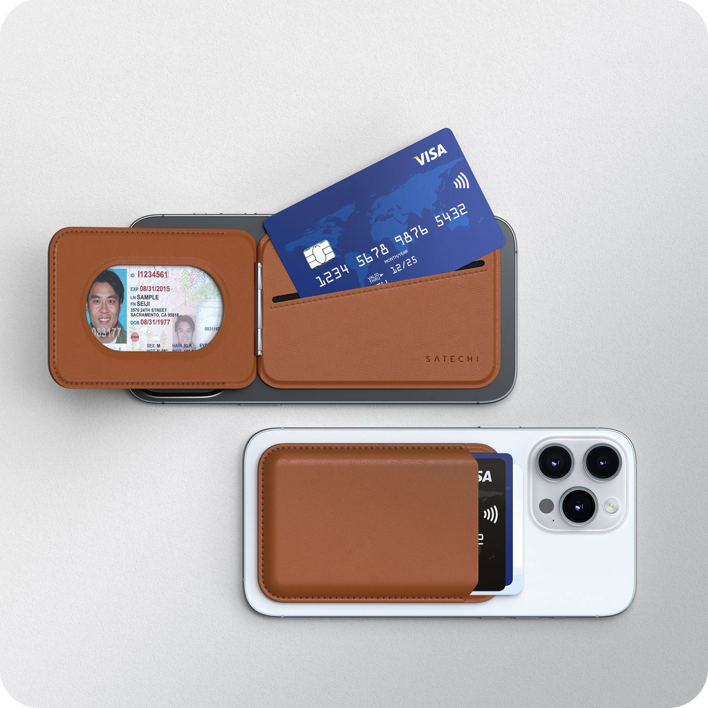 Vegan-Leather Magnetic Wallet Stand