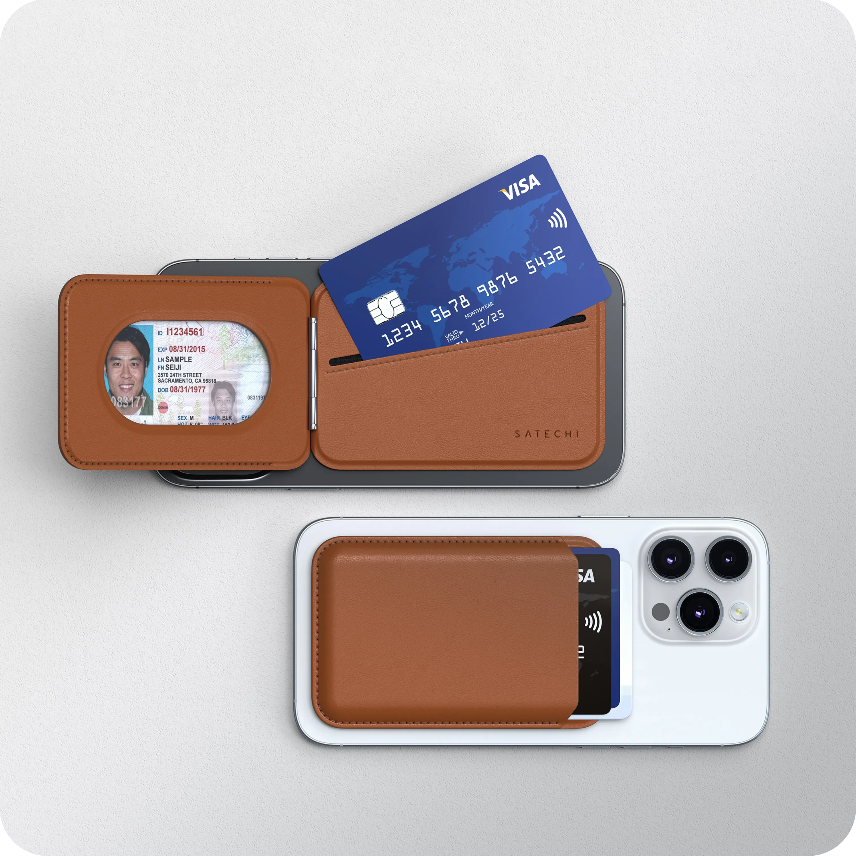 Vegan-Leather Magnetic Wallet Stand