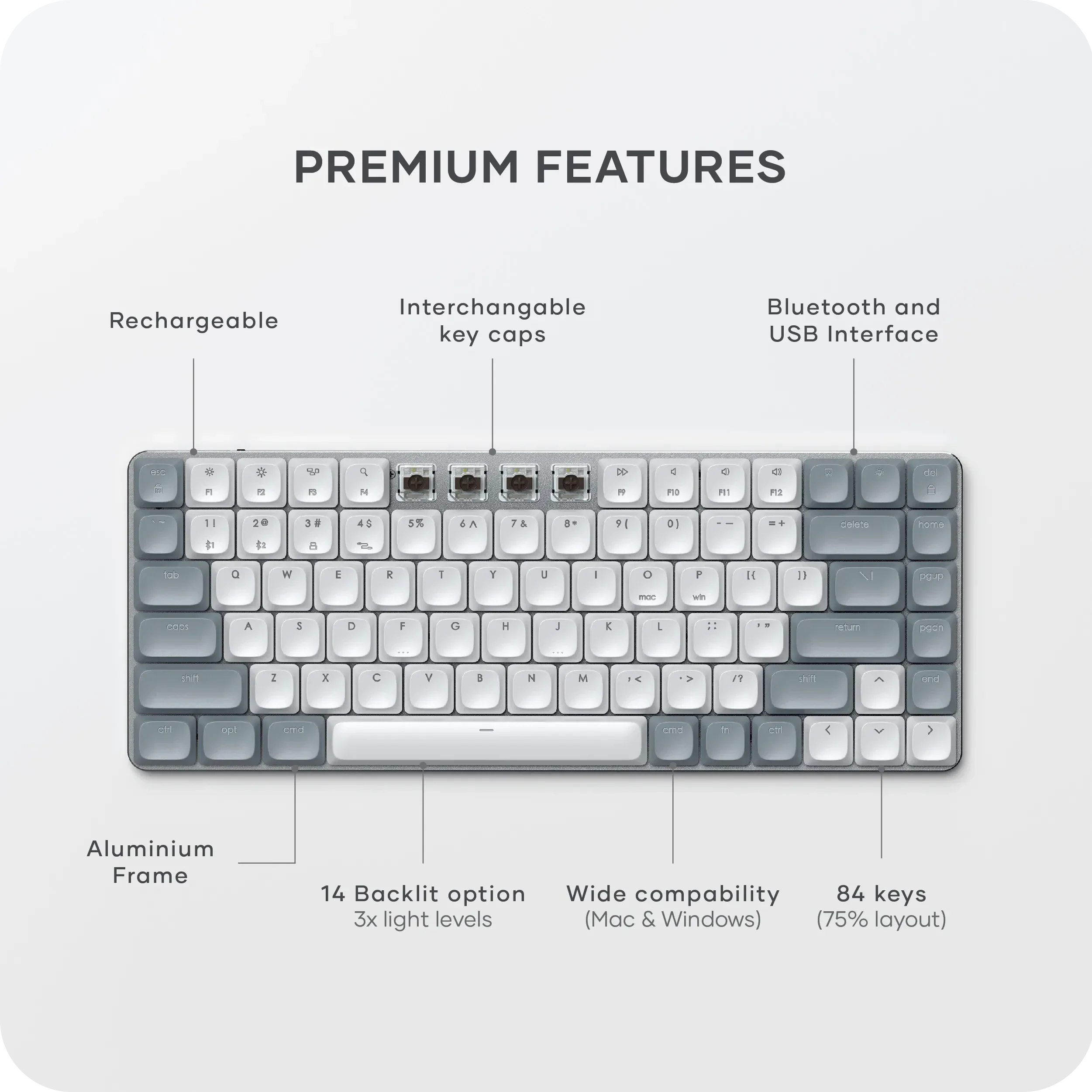 SM1 Slim Mechanical Backlit Bluetooth Keyboard