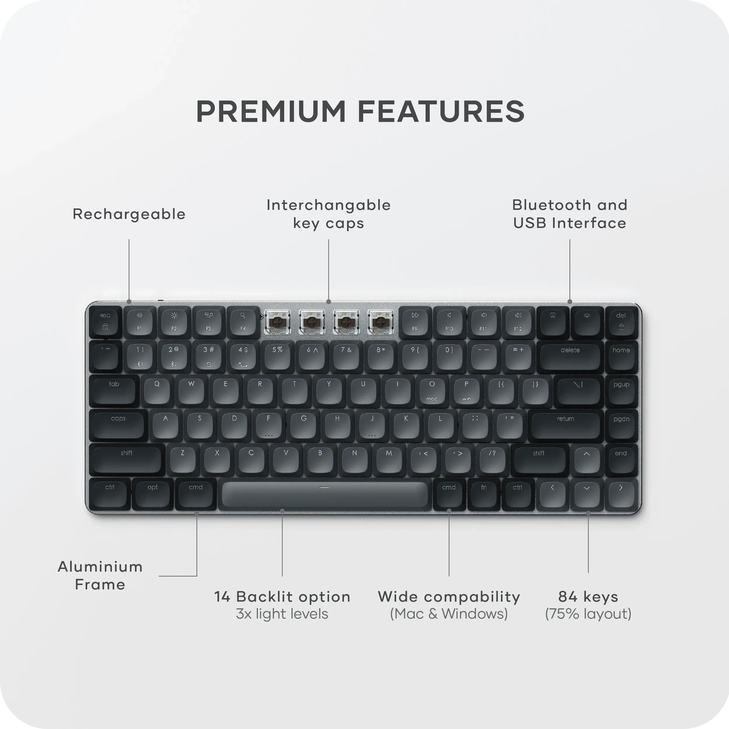 SM1 Slim Mechanical Backlit Bluetooth Keyboard