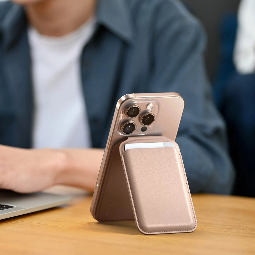Vegan-Leather Magnetic Wallet Stand