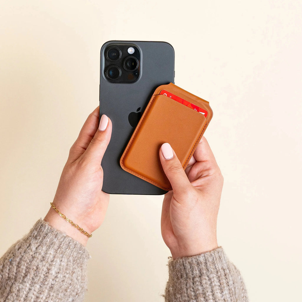 Vegan-Leather Magnetic Wallet Stand