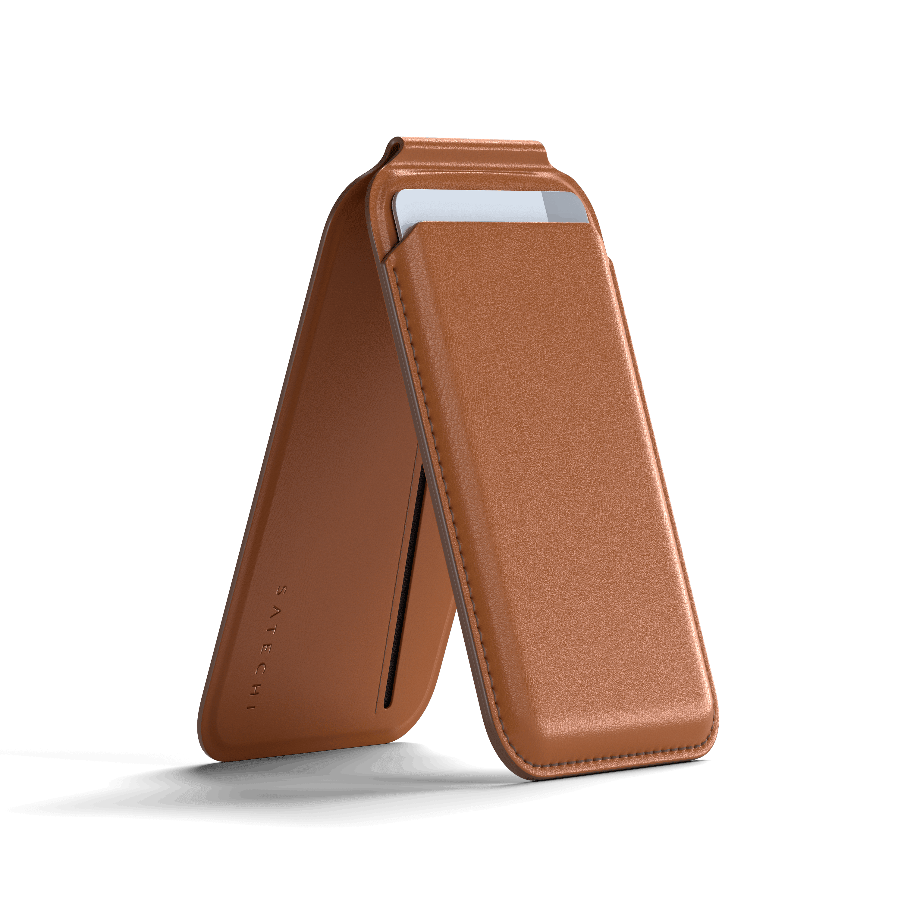 Vegan-Leather Magnetic Wallet Stand