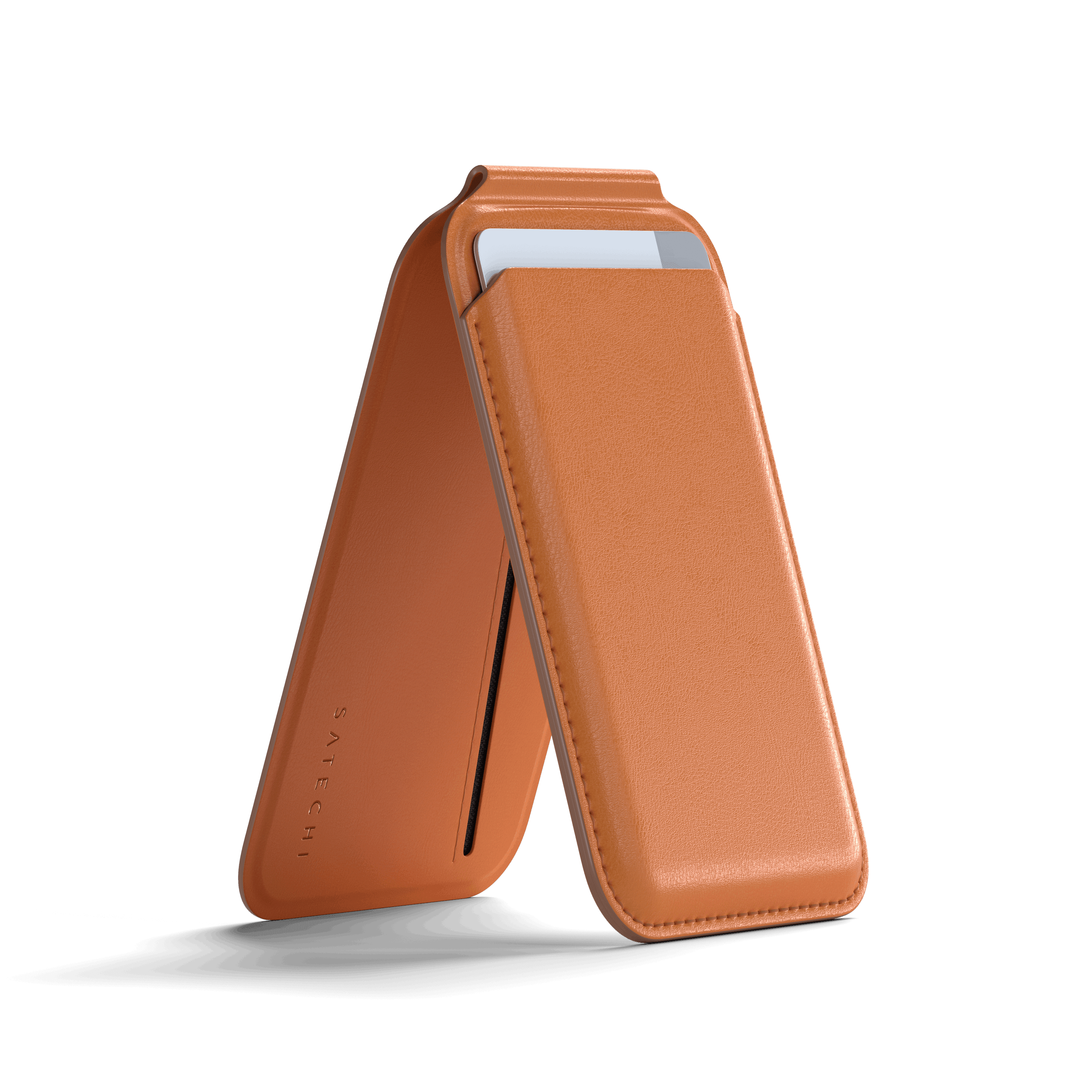 Vegan-Leather Magnetic Wallet Stand