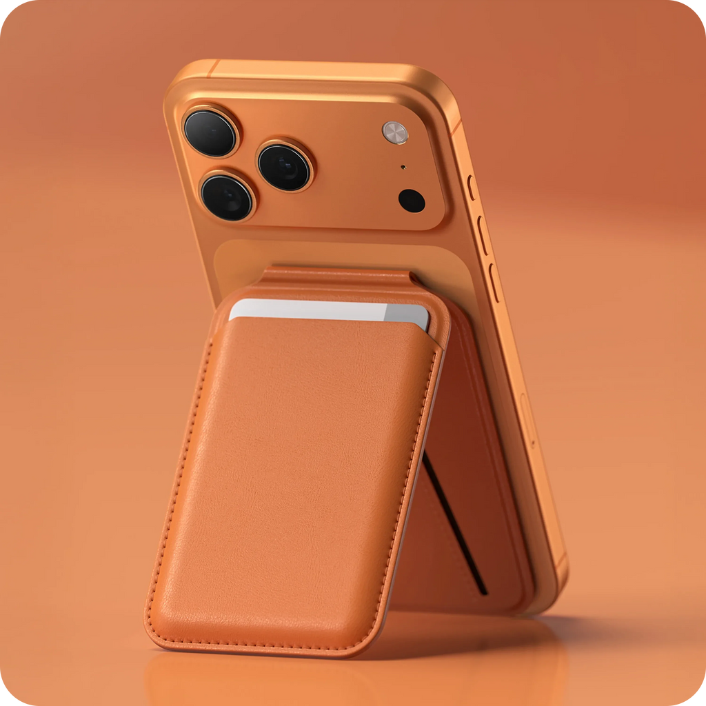 Vegan-Leather Magnetic Wallet Stand