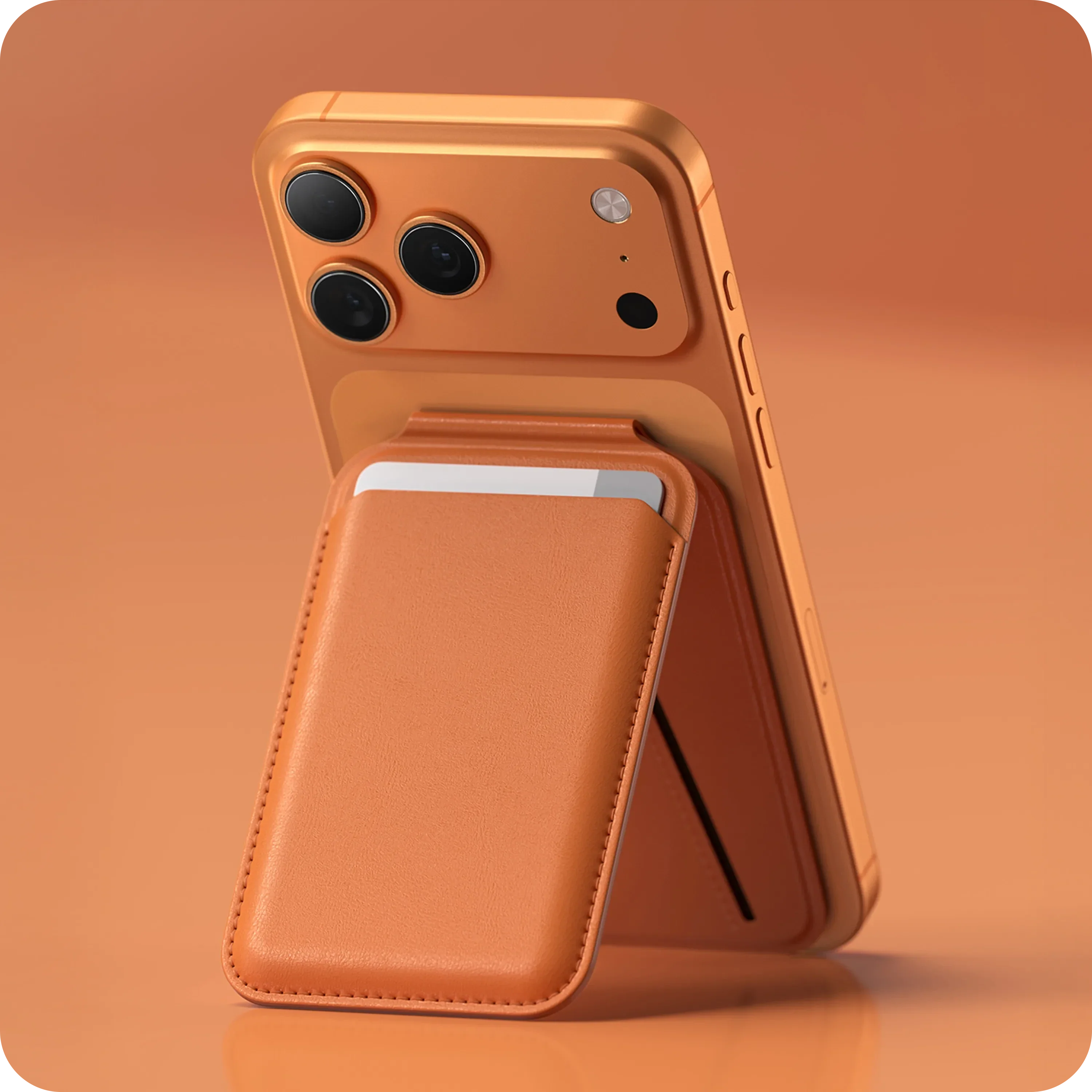 Vegan-Leather Magnetic Wallet Stand