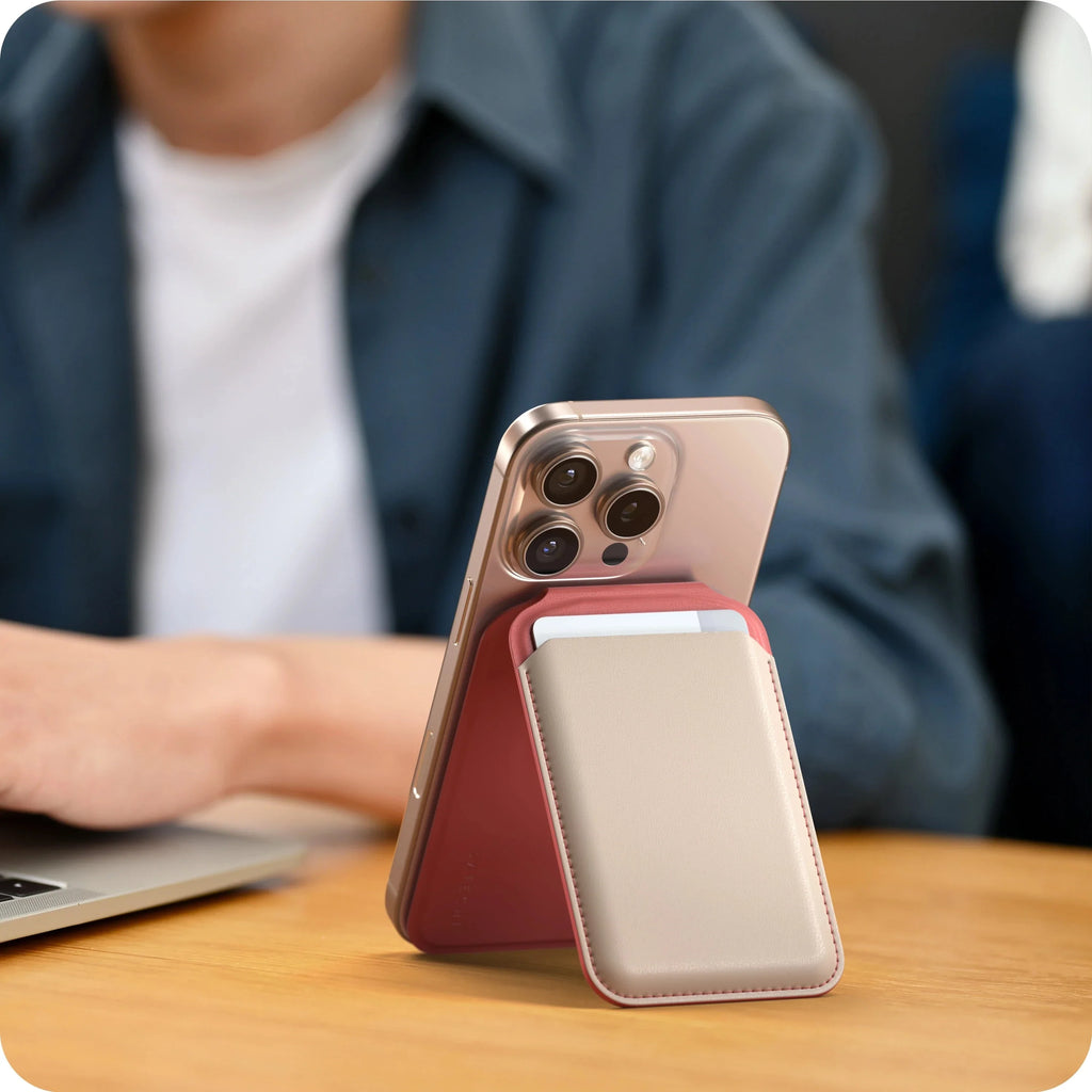 Vegan-Leather Magnetic Wallet Stand