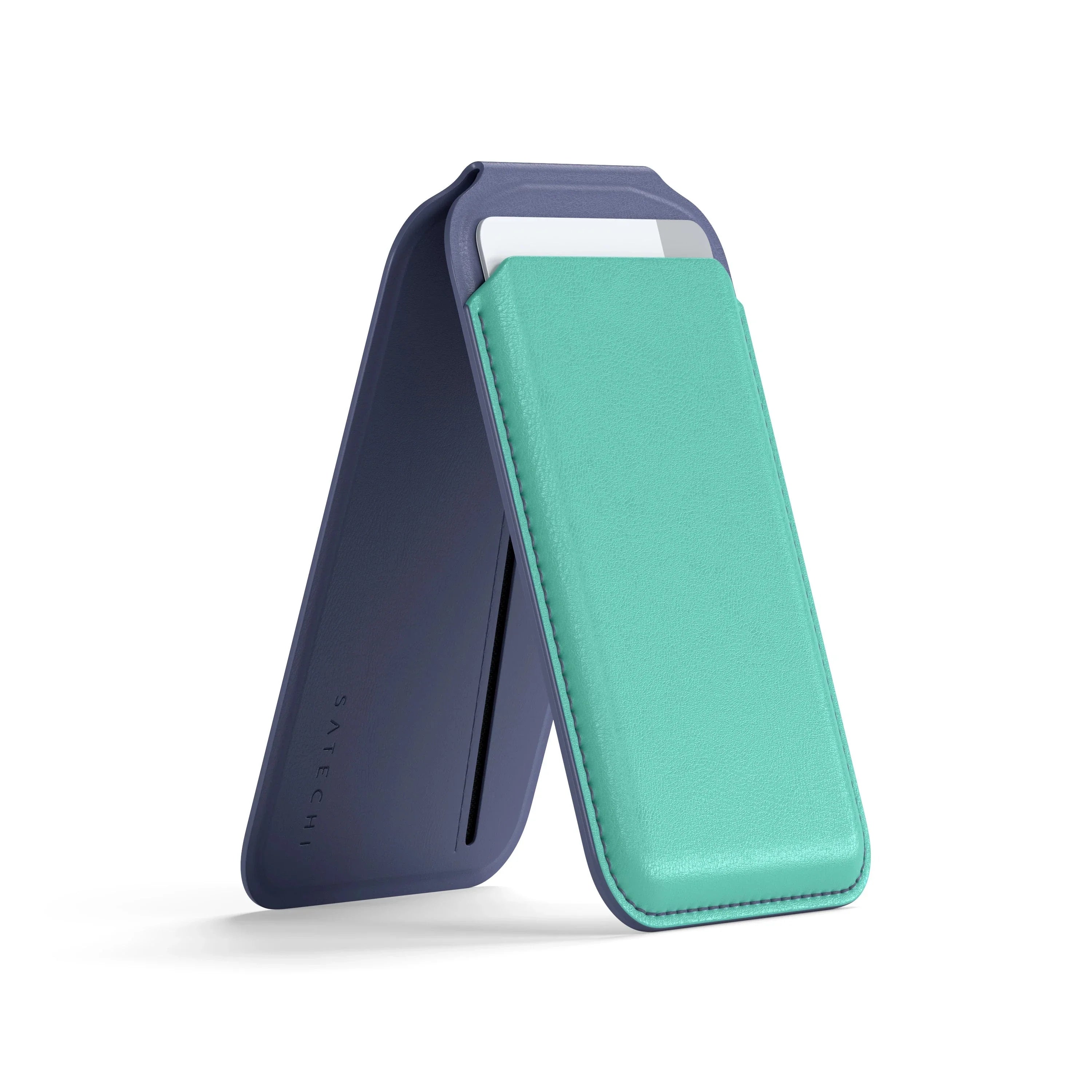 Vegan-Leather Magnetic Wallet Stand
